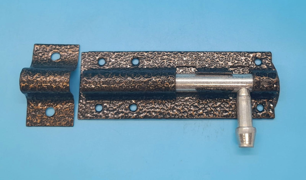 Tower Bolt 4" Heavy Black & Gold Hammered