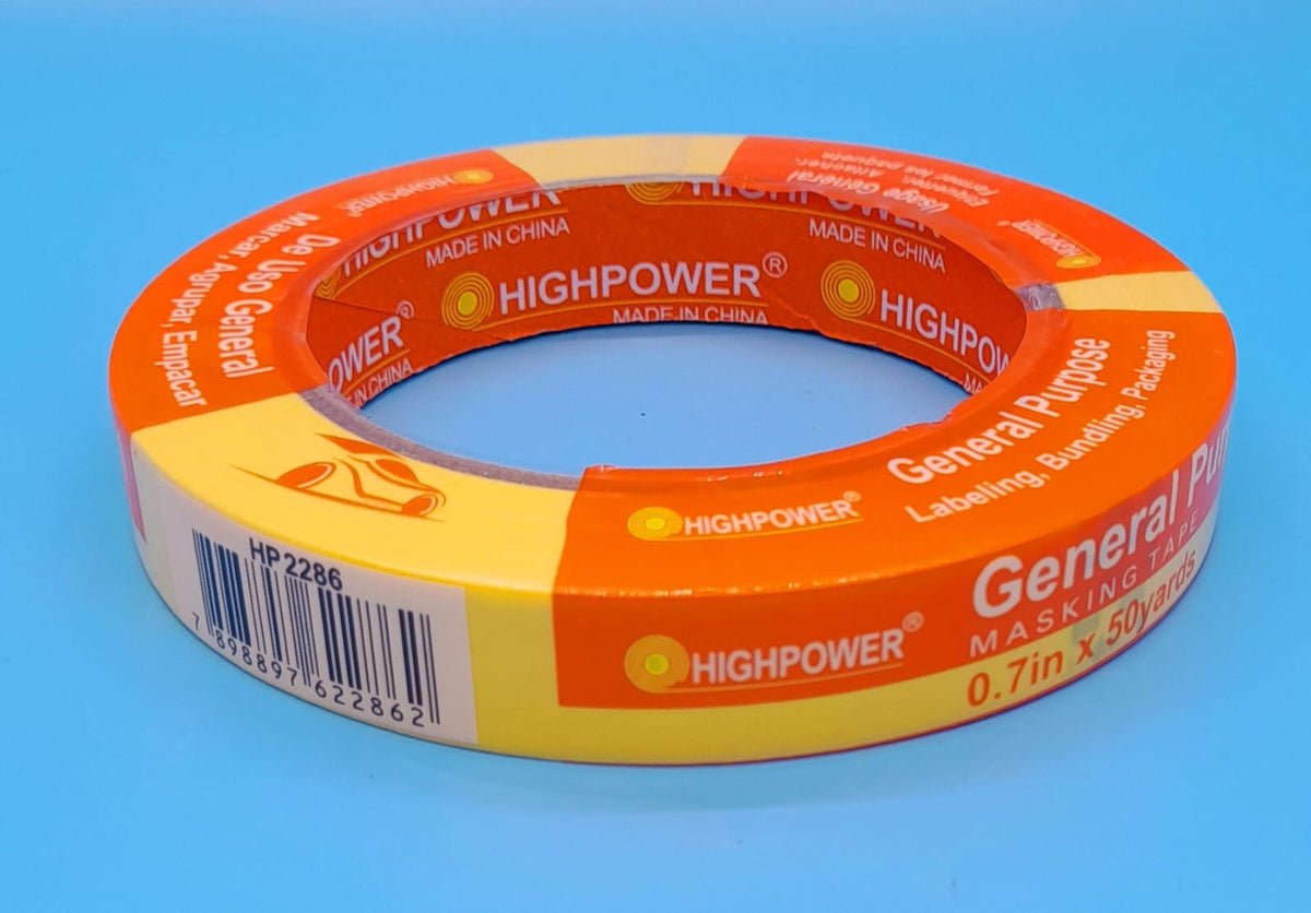 HIGH POWER Tape Masking Yellow 3/4" 18MM X 45M Highpower HP 2286