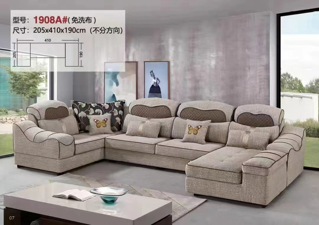Sofa Set U Shape with Pillows 1908A 205X410X190CM