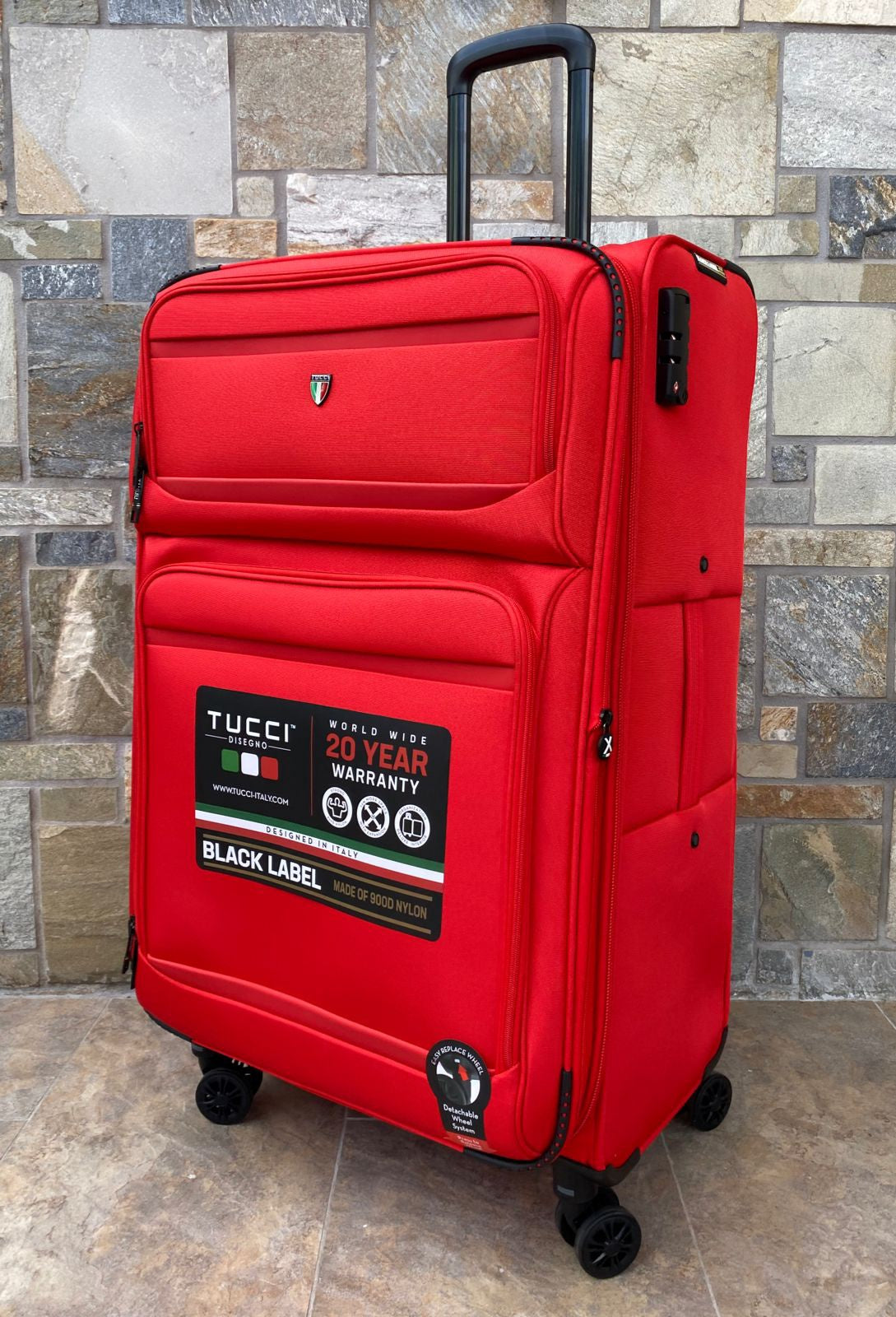 TUCCI ITALY Luggage Suitcase Large 29" Suprema T0368-29IN-RED Fabric 4 Wheel Spinner Red