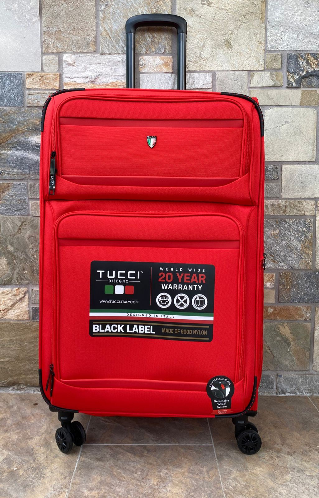 TUCCI ITALY Luggage Suitcase Large 29" Suprema T0368-29IN-RED Fabric 4 Wheel Spinner Red