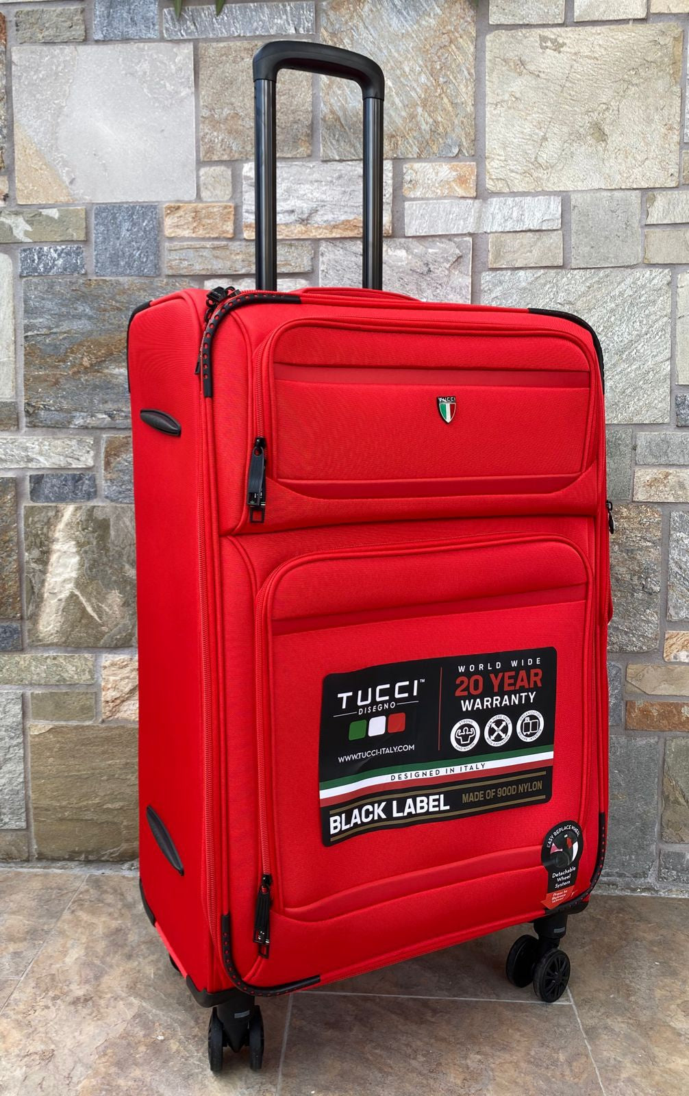 TUCCI ITALY Luggage Suitcase Medium 27" Suprema T0368-27IN-RED Fabric 4 Wheel Spinner Red