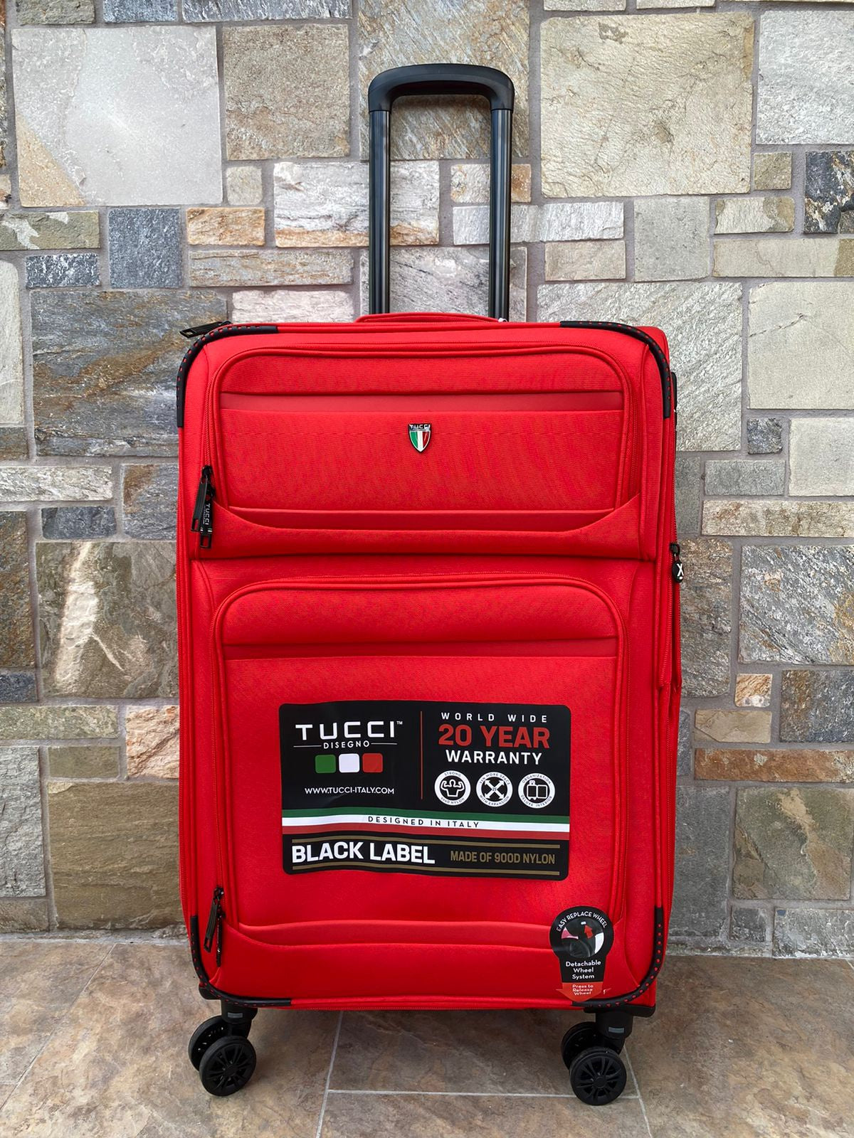 TUCCI ITALY Luggage Suitcase Medium 27" Suprema T0368-27IN-RED Fabric 4 Wheel Spinner Red