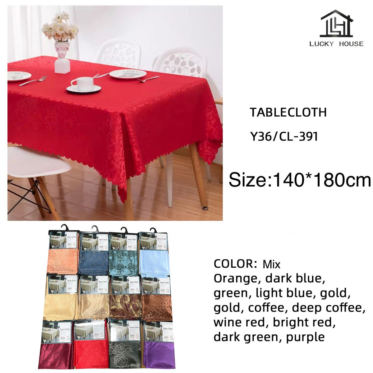 Table Cloth Y36 CL-391 55" X 71" 140X180CM Lucky House