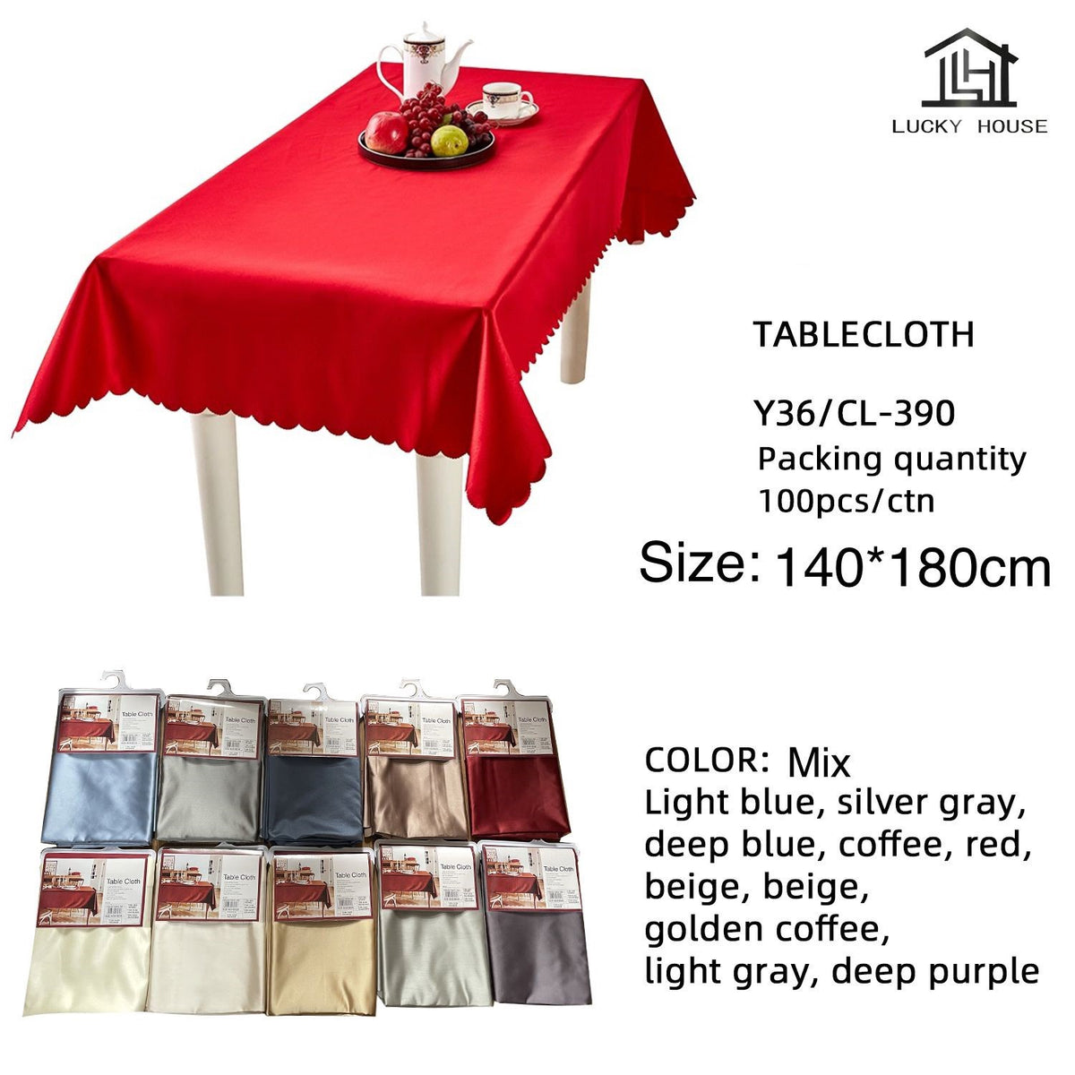 Table Cloth Y36 CL-390 55" X 71" 140X180CM Lucky House