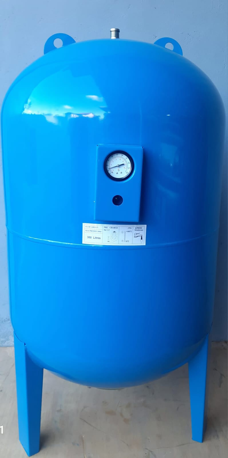 Pressure Tank 300LT NSC-2447 Blue on Stand with Guage
