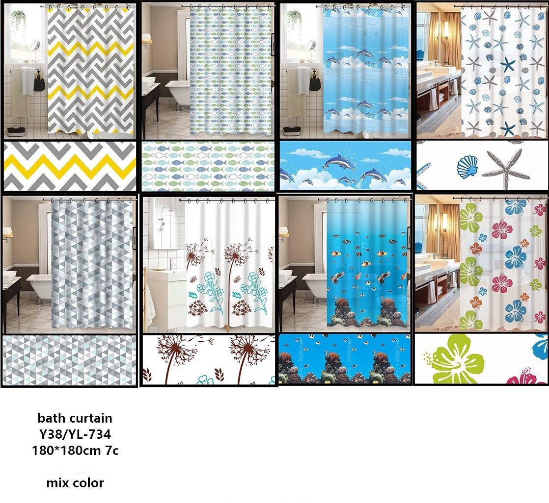 Shower Curtain Y38 YL-734 71" X 71" 180X180CM