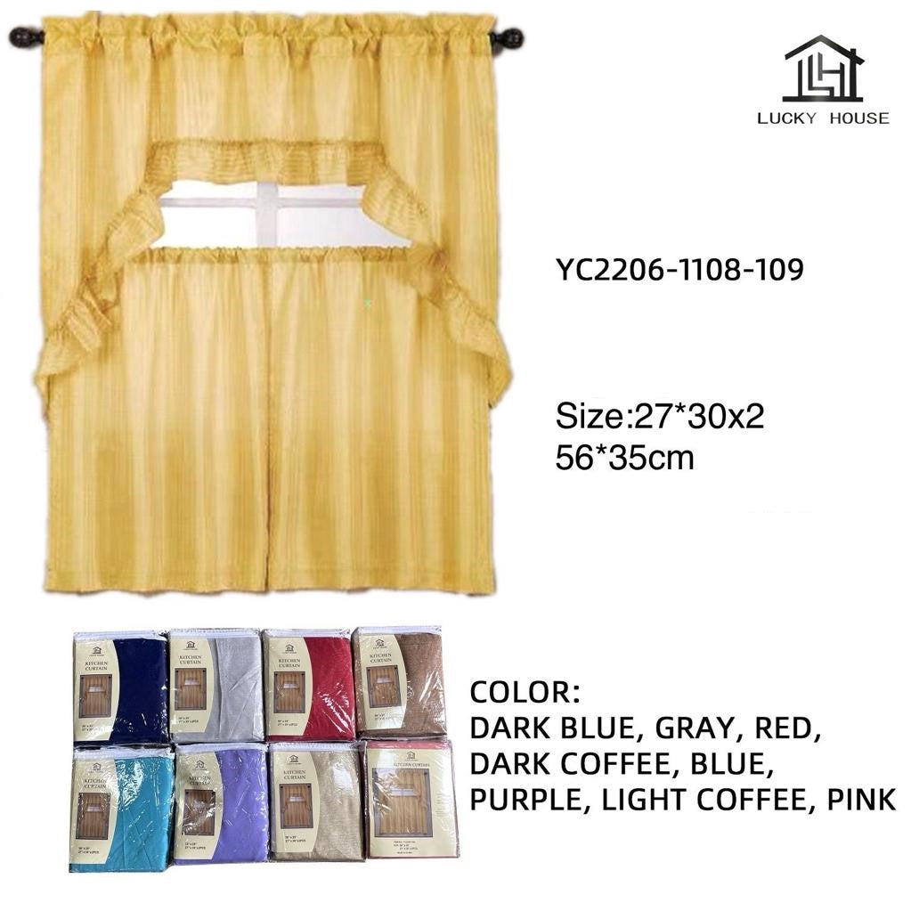 Curtain Kitchen YC2206-1108-109 10.5" X 11.8" 27X30CMX2 Lucky House