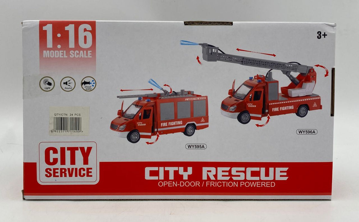 GENERIC Toy Fire Fighting Truck City Rescue Service 1: 16 Scale Wenyi Open Door Friction Powered WY595A CXL200-7B