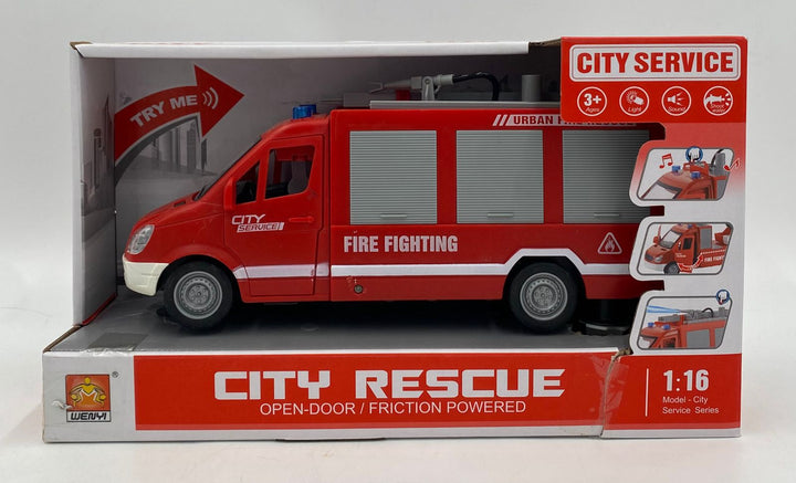 GENERIC Toy Fire Fighting Truck City Rescue Service 1: 16 Scale Wenyi Open Door Friction Powered