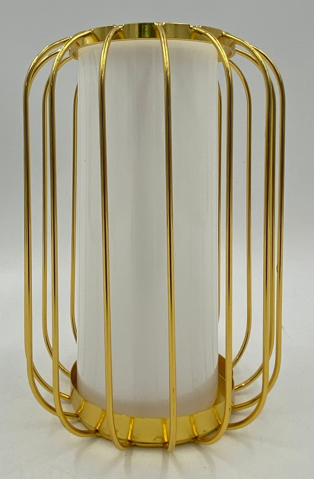 Vase Y37 HP-585 Metal and Glass Gold and White