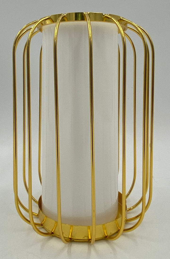Vase Y37 HP-585 Metal and Glass Gold and White