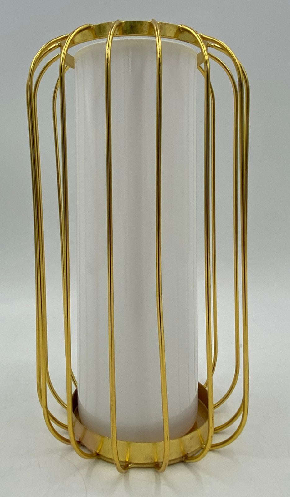 Vase Y37 HP-586 Metal and Glass Gold and White
