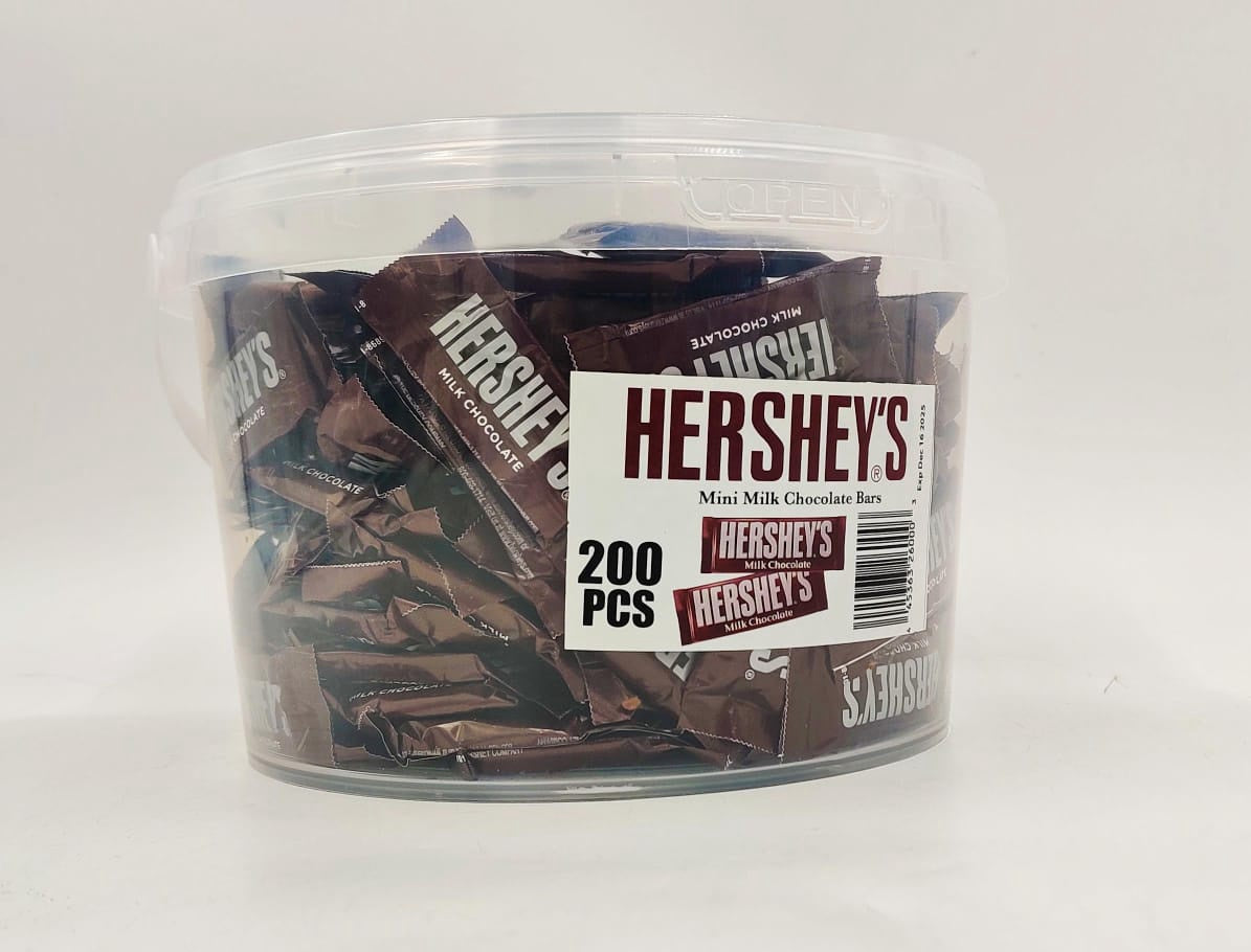 HERSHEY'S Mini Milk Chocolate Bars 200PCS Bucket