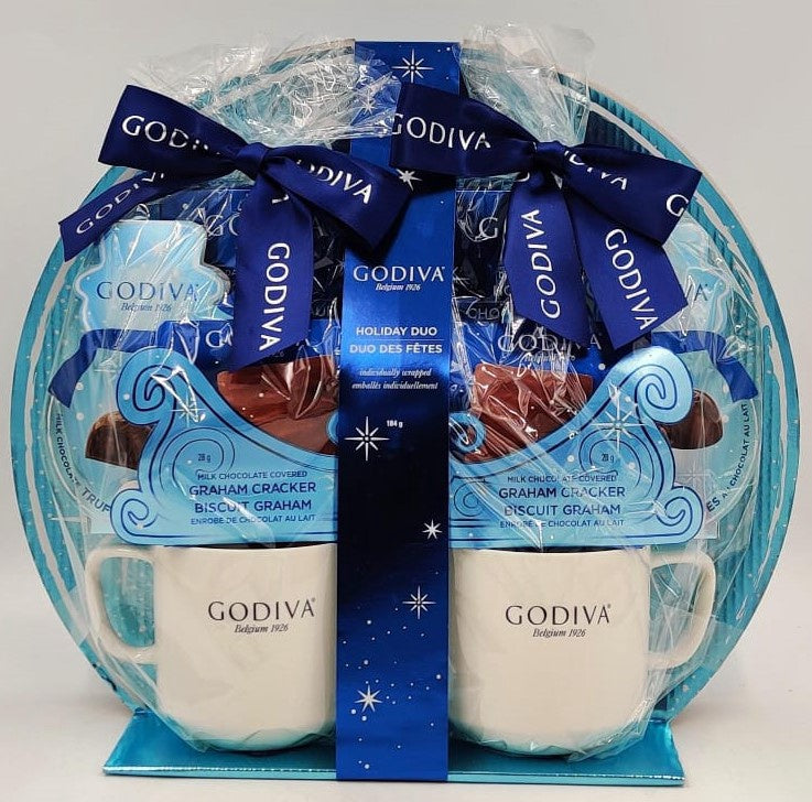 GODIVA Belgium 1926 Chocolate Assortment Gift Set Basket with Cups 398543
