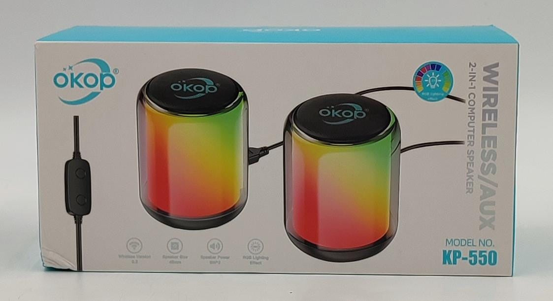 Computer Speaker 2PCS Okop KP-550 2IN1 Wired Wireless Aux