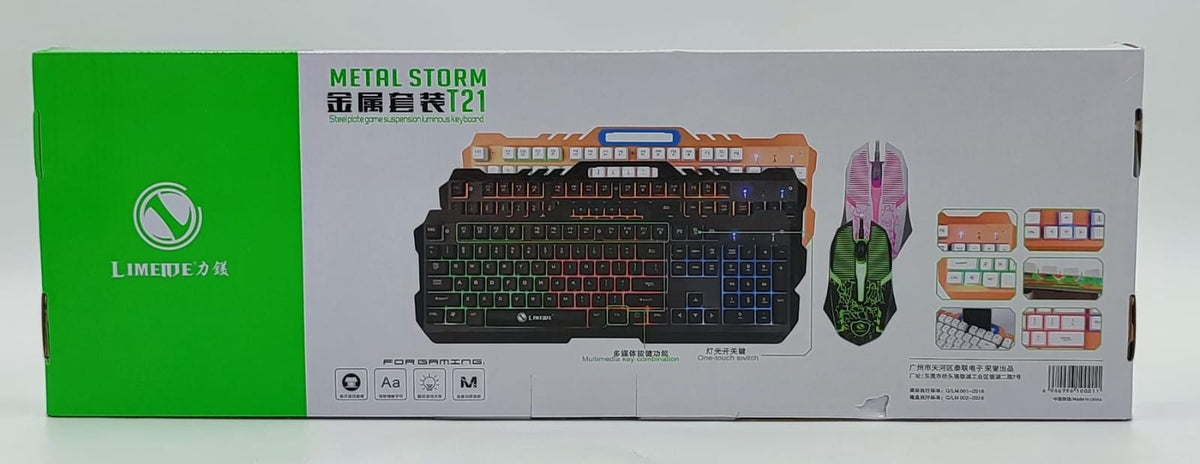 GENERIC Computer Keyboard & Mouse Combo Metal Storm T21 Limeme Lighted