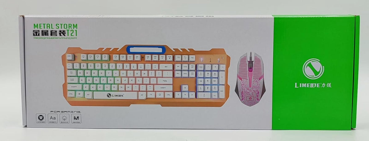 GENERIC Computer Keyboard & Mouse Combo Metal Storm T21 Limeme Lighted