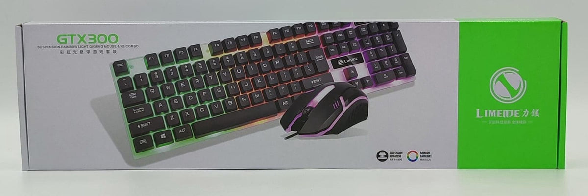 GENERIC Computer Keyboard & Mouse Combo GTX300 Limeme Lighted