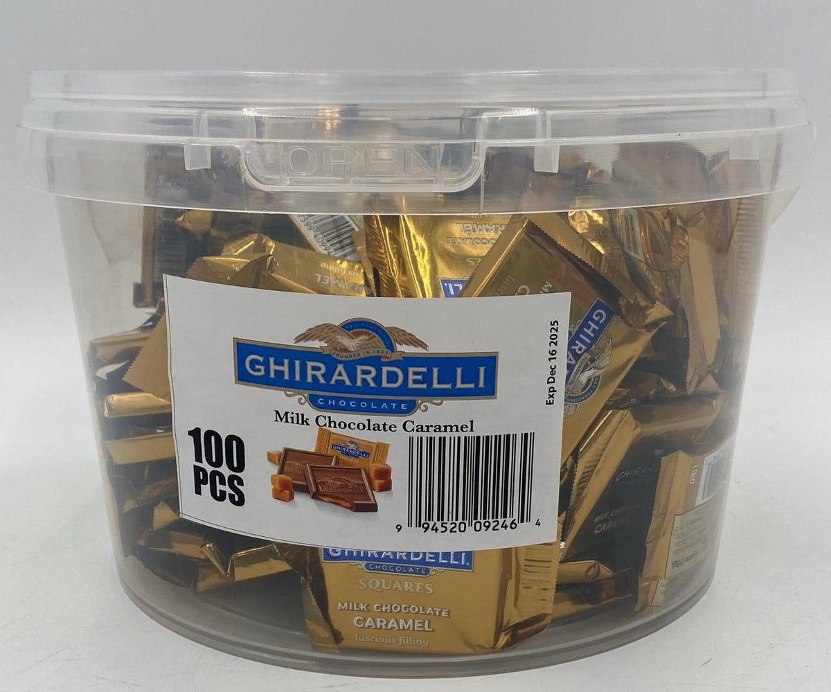 GHIRARDELLI Milk Chocolate Caramel Squares Gold 100PCS Bucket