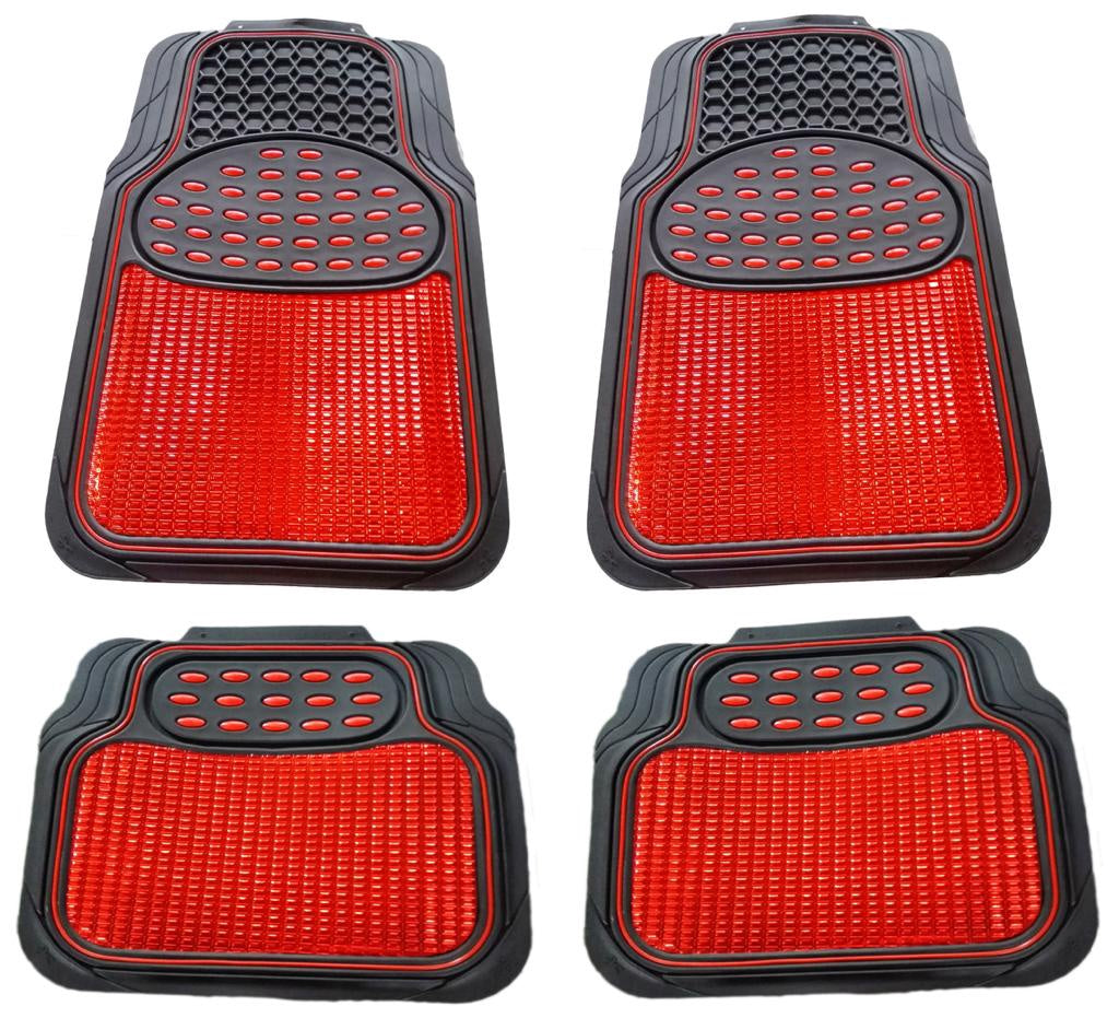 MAJIC Car Mat Universal 186 Furious 4PCS Rubber Red 4-SEATERS +