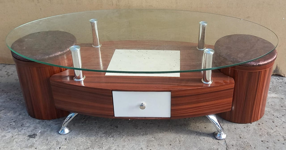 Glass Table Model: A04 A Wood with 2PCS Stool