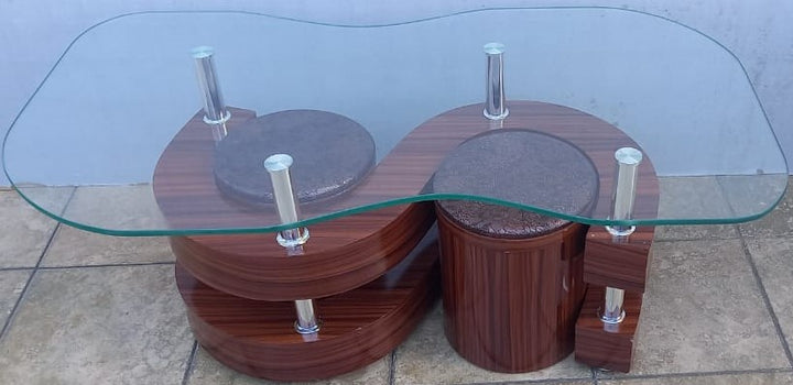 Glass Table NSC-2570 Wood with 2PCS Stool