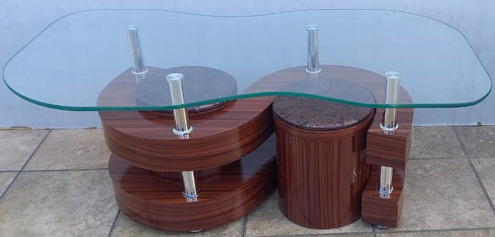 Glass Table NSC-2570 Wood with 2PCS Stool