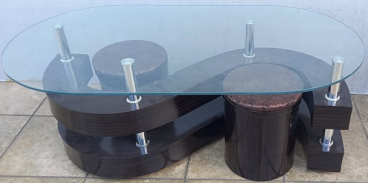 Glass Table Model: 122 Wood with 2PCS Stool