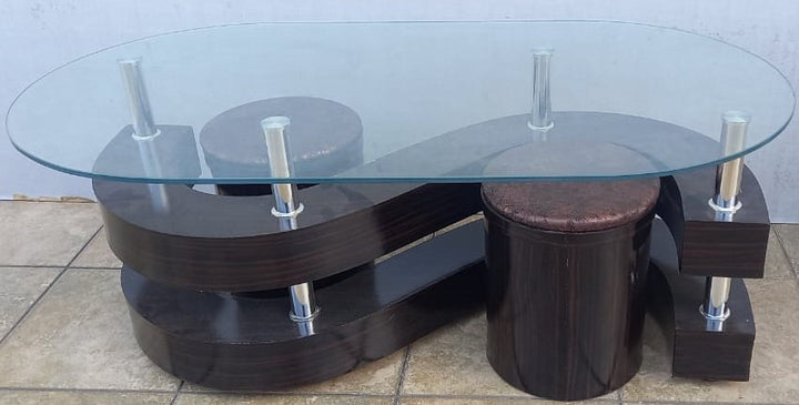 Glass Table Model: 122 Wood with 2PCS Stool