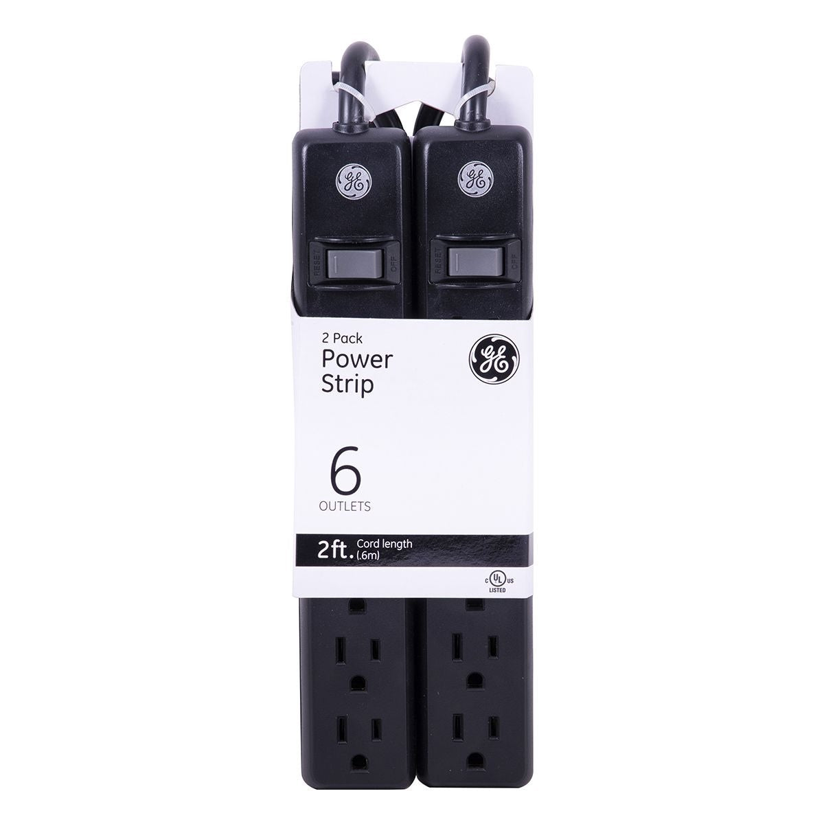 GE Power Strip 2 Pack 6 Outlet 2FT Cord #44180