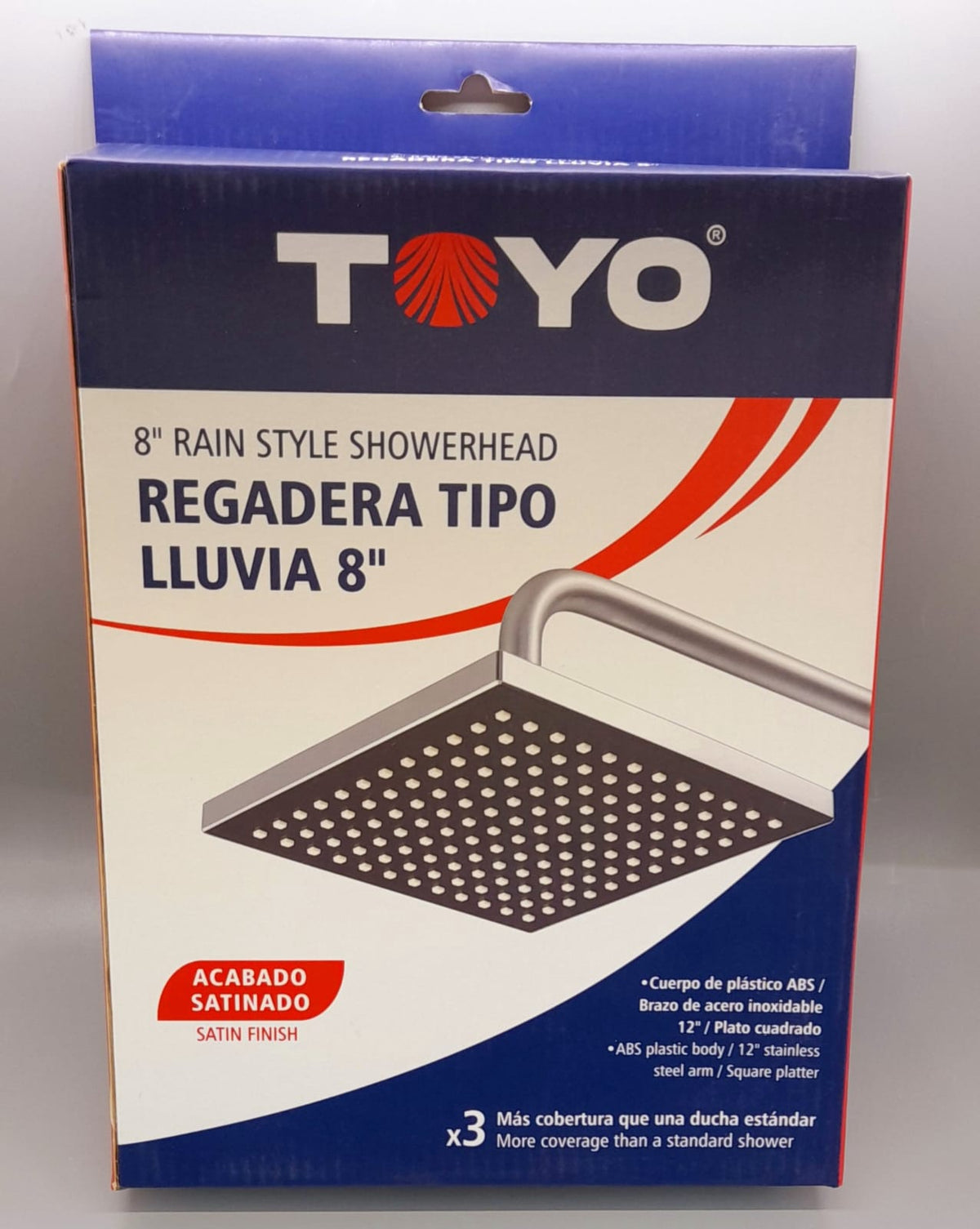 TOYO Shower Head Rain Style Square 8" Satin Finish FR-21861