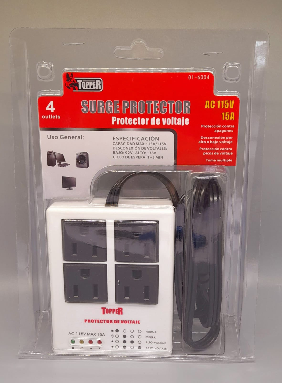 TOPPER Surge Protector 01-6004 4 Outlets 15AMPS