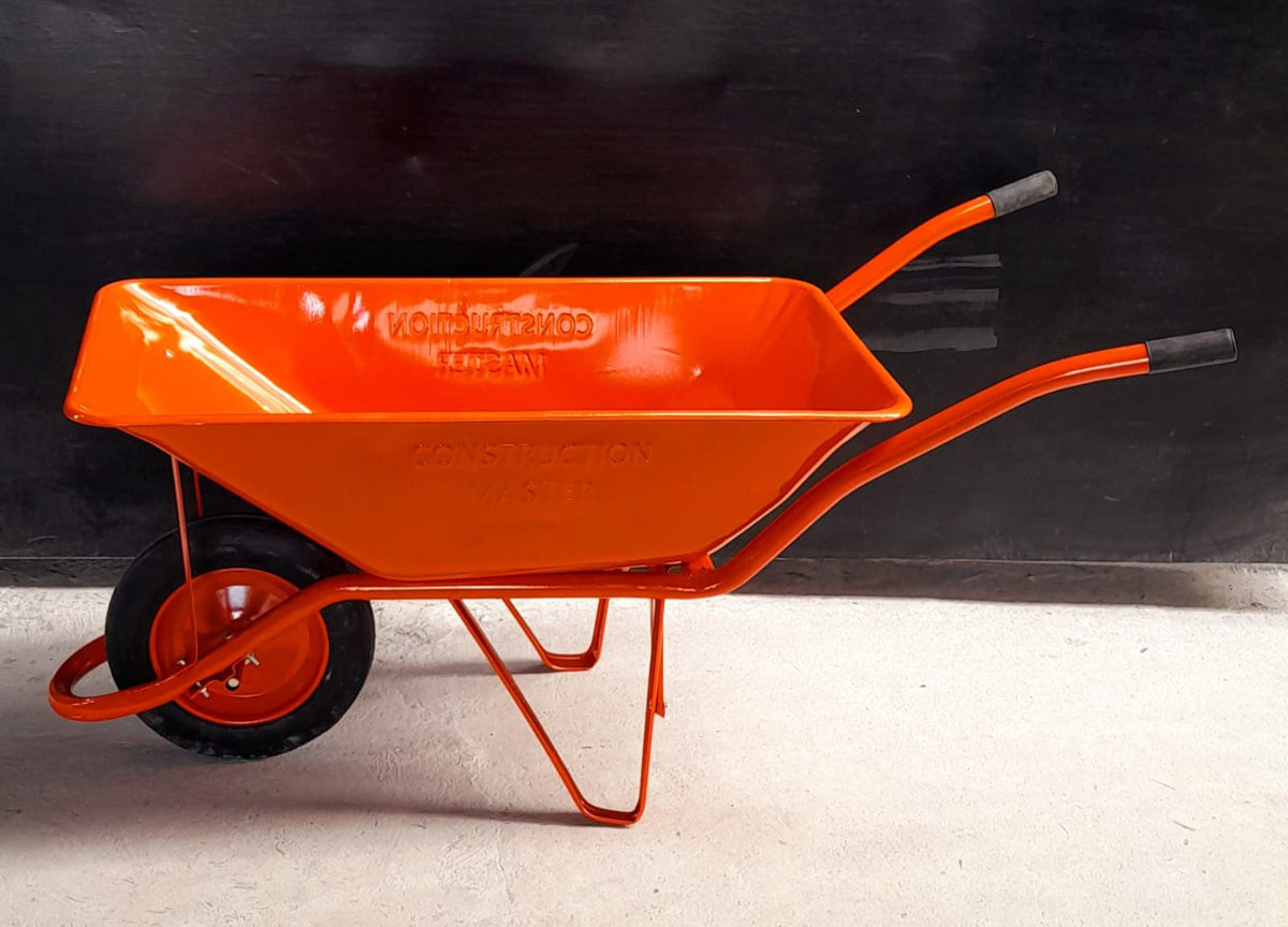 Wheel Barrow Construction Master Orange Solid Wheel