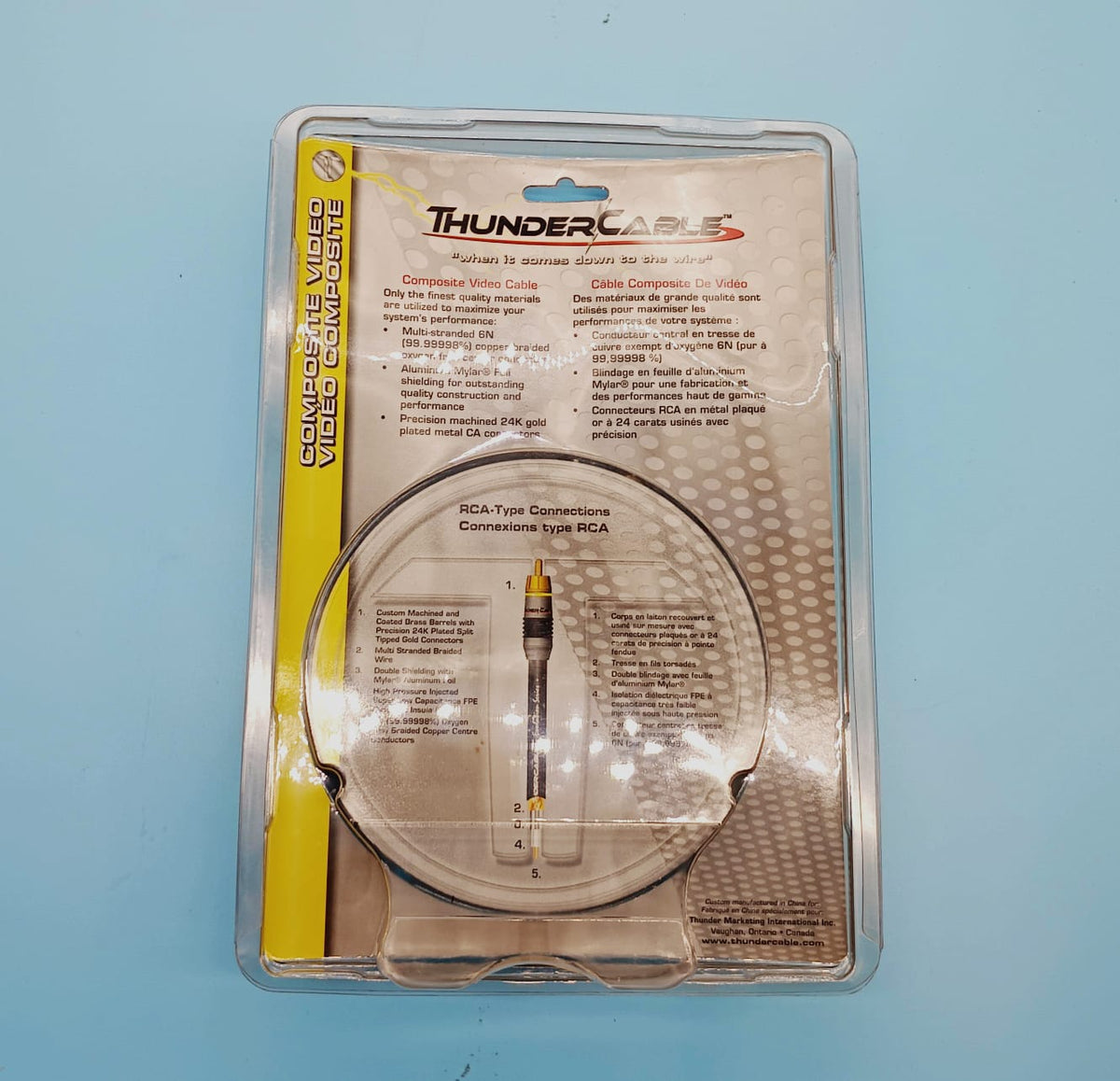 THUNDER CABLE Lead 1 Rca Male to 1 Rca Male 6.56' EVV-2M Video Yellow