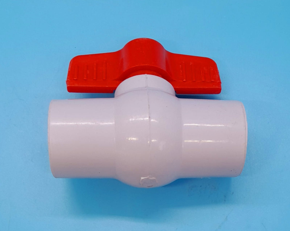 Ball Valve 3/4" PVC White with Red or Blue Top