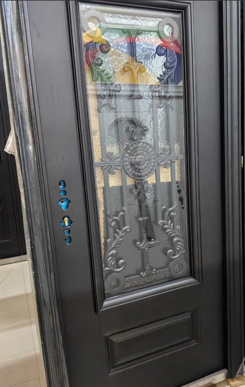 Door Metal Single Black Design Glass ZYH-G106B 2050X960X70MM