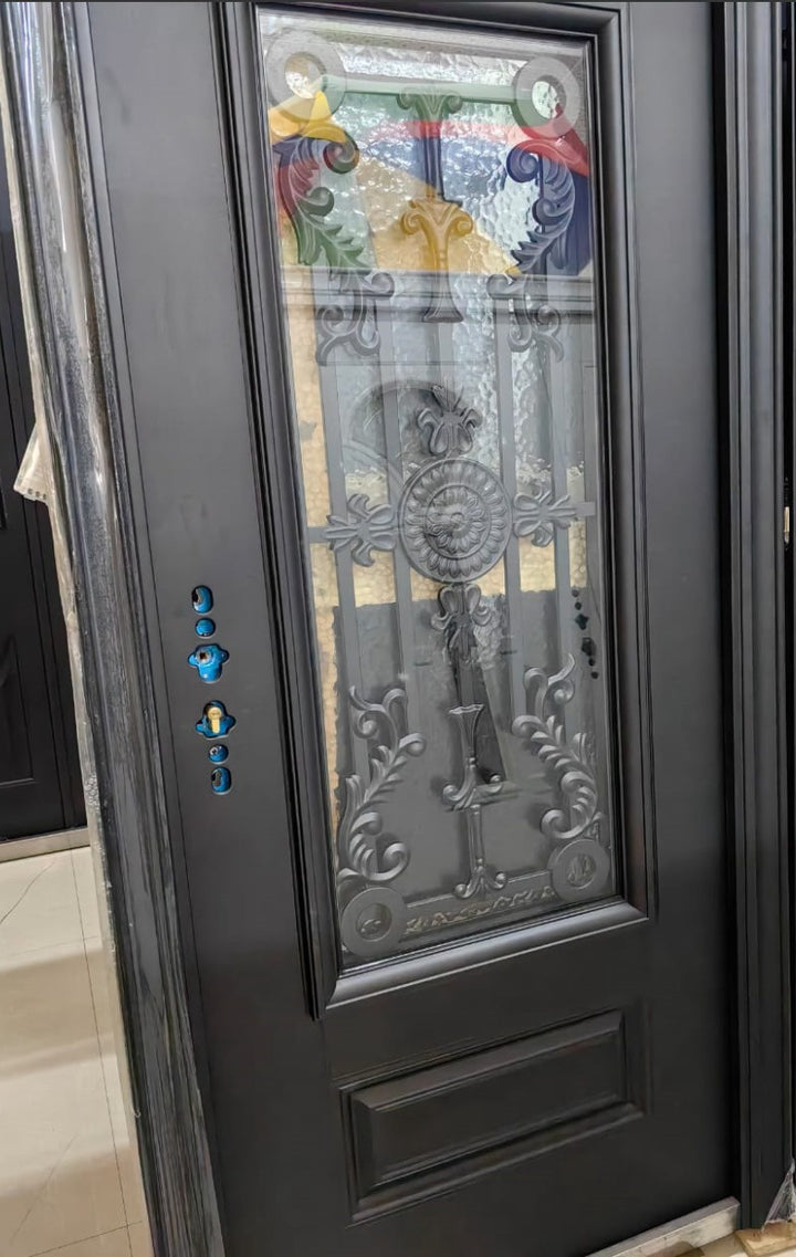 Door Metal Single Black Design Glass ZYH-G106B 2050X960X70MM