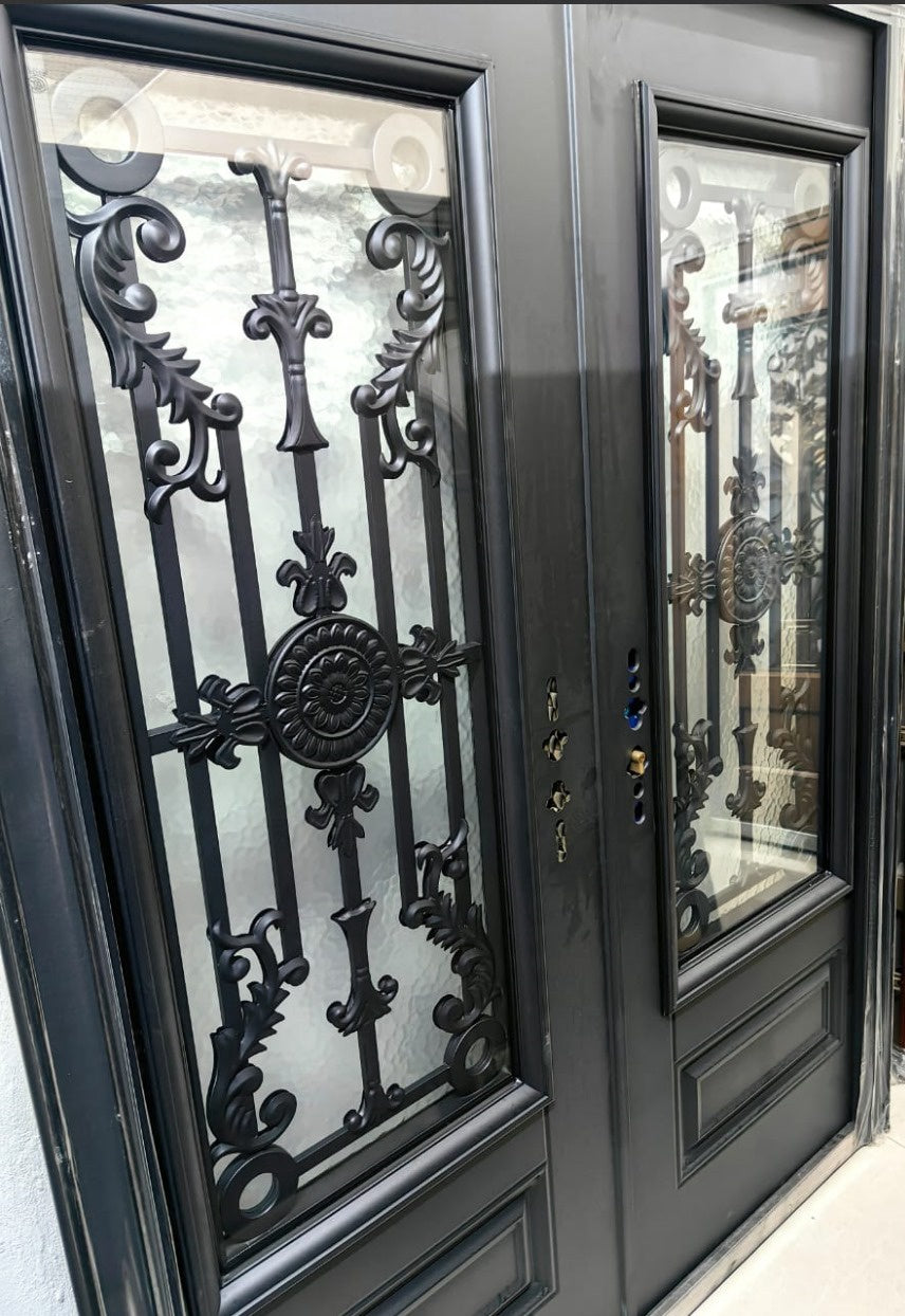 Door Metal Double Black Design Glass ZYH-G106B 2050X1500X70MM