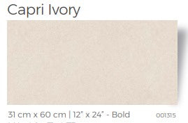 Tile Ceramic 12"X24" 31X60CM Capri Ivory