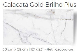 Tile Ceramic 12"X24" 31X60CM Calacata Gold Brilho Plus