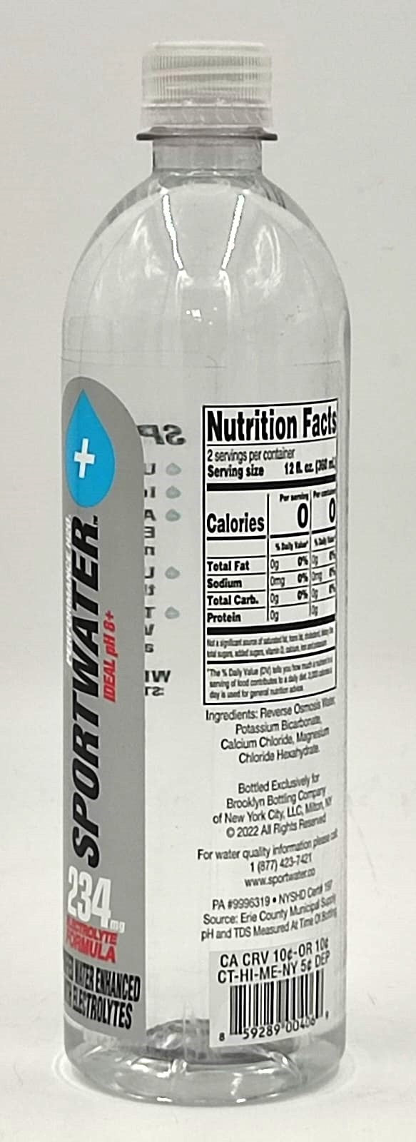 Sportwater Water Performance H20 Ideal Ph 8+ 234MG Electrolytes Per Liter 24OZ 710ML