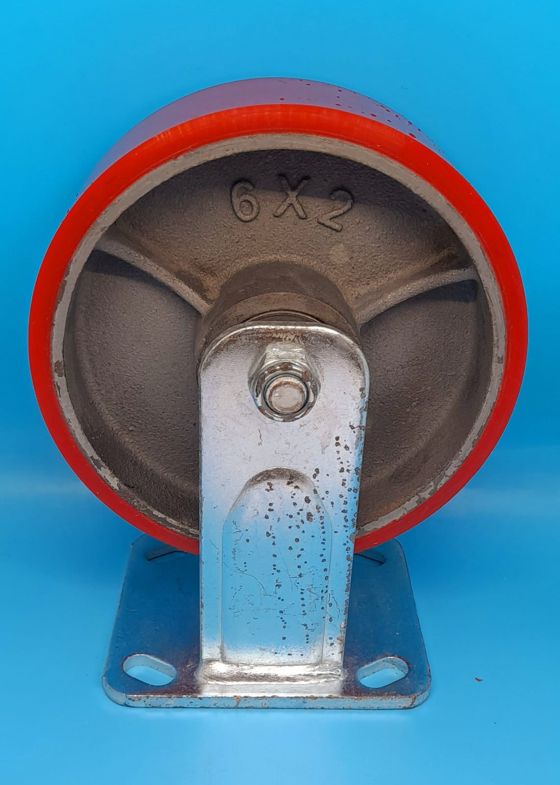 Coaster Wheel Red 6" X 2" Heavy Duty Fixed