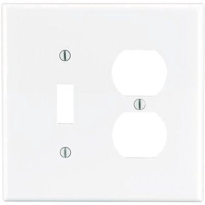 LEVITON Cover Duplex OUTLET+TOGGLE 4" X 4" White 2H31
