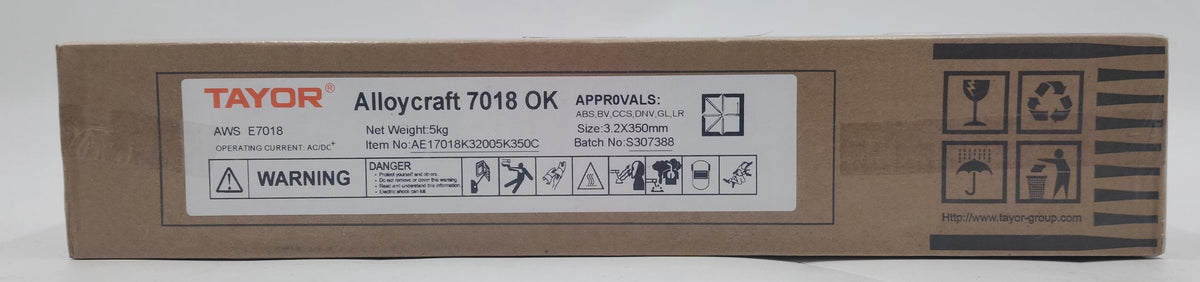TAYOR Welding Rod #10 11LBS 3.2X350MM 5KG Alloycraft 7018 Ok AE17018K32005K350C