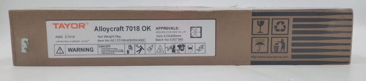 TAYOR Welding Rod #8 11LBS 4.0X400MM 5KG Alloycraft 7018 Ok AE17018K40005K400C