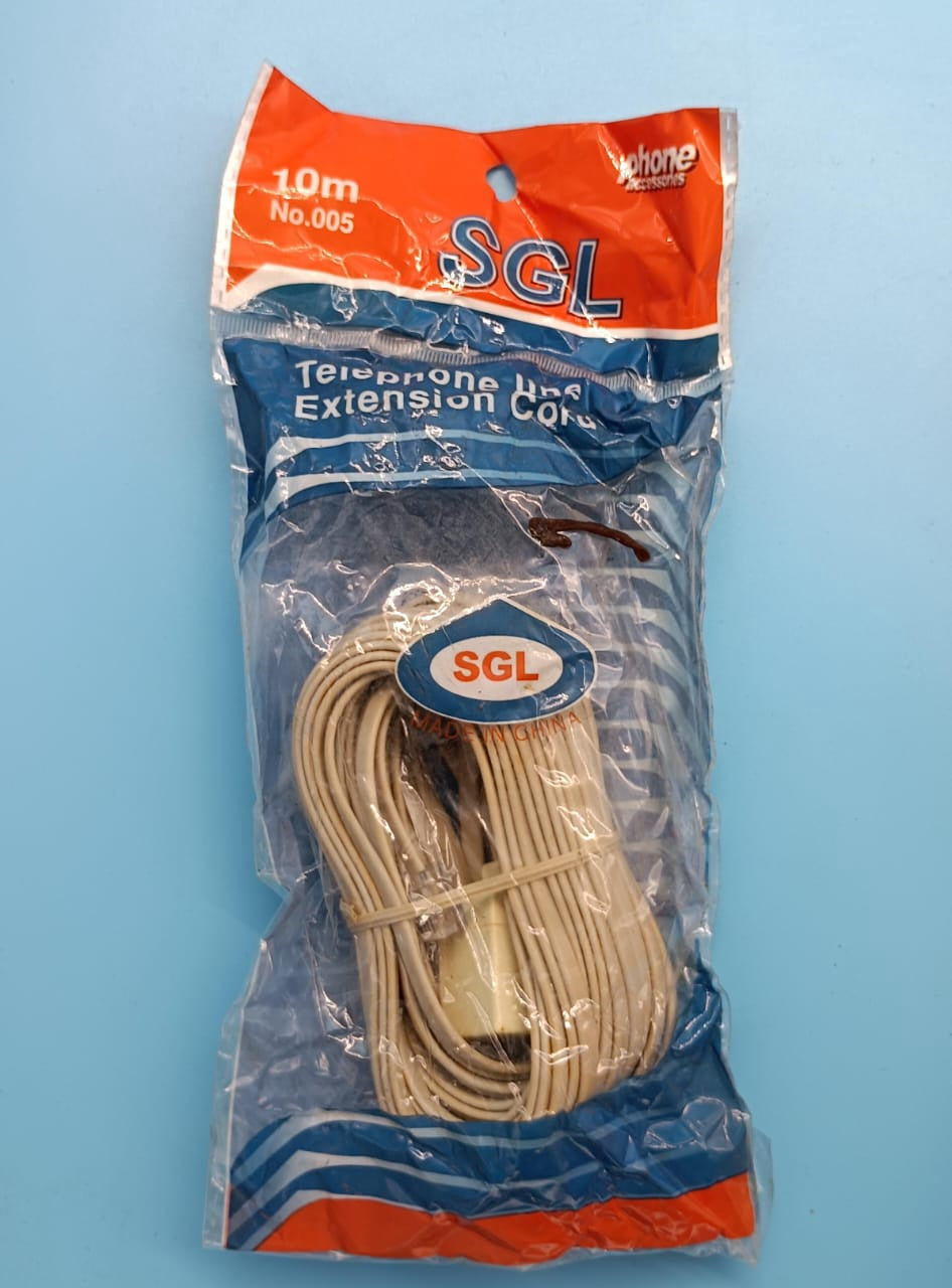 Telephone Extension Cord Sgl 10M / 32FT with Joiner