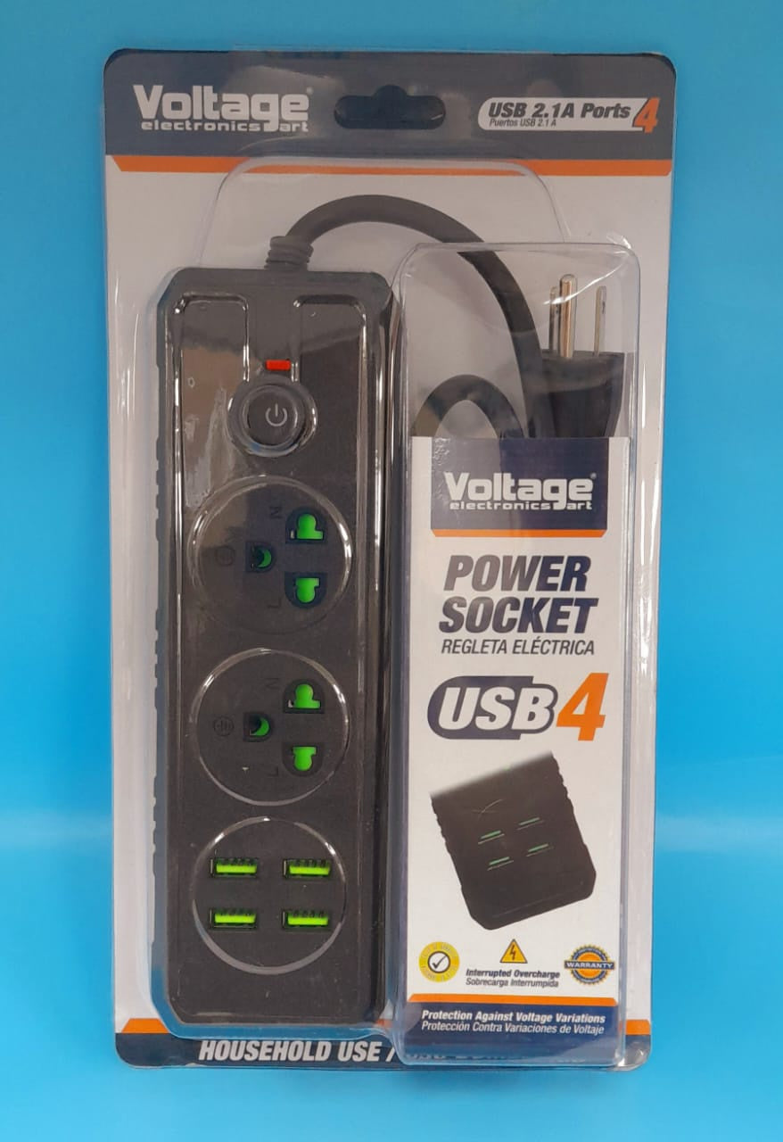VOLTAGE Power Socket 2 Outlet with USB GTB-01