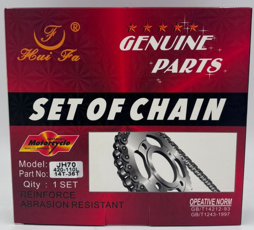 M/CYCLE Sprocket / Chain Set 110 420-110L 14T-36T JH70 CD110