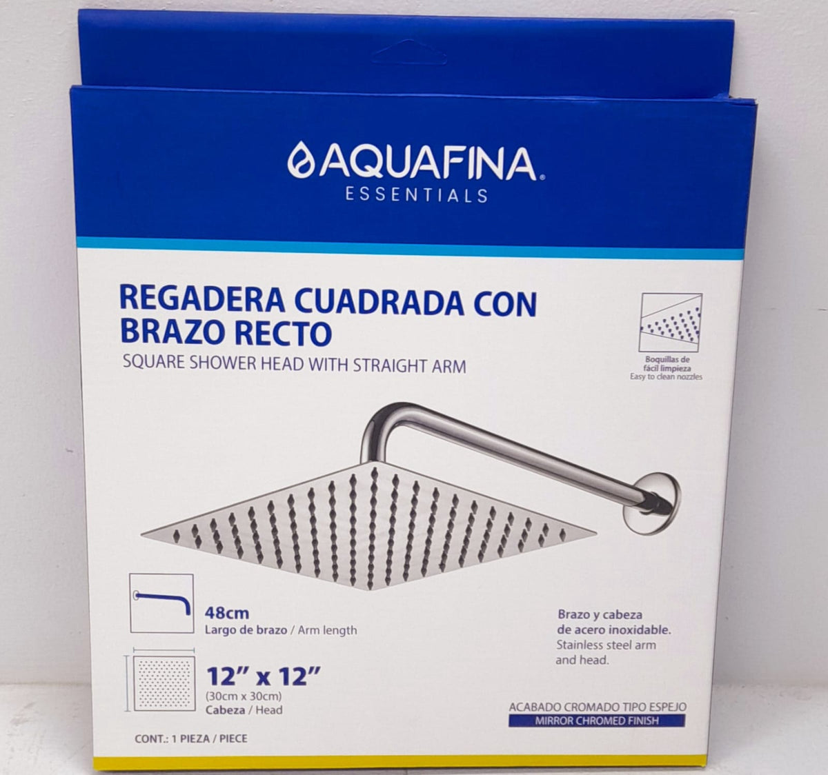 AQUAFINA BLUE Shower Head Aquafina Square 12" X 12" Chrome A-SHS12-1